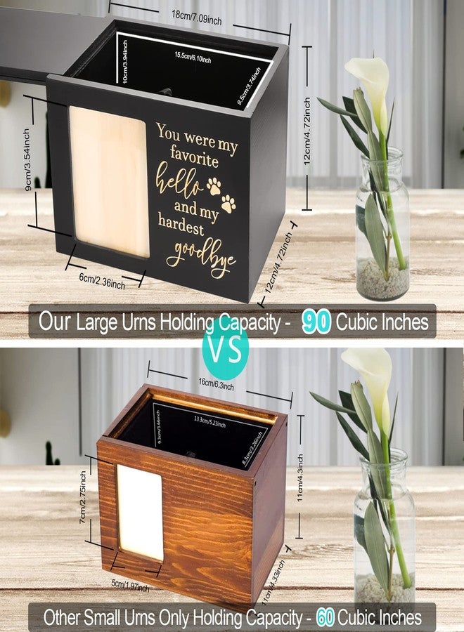 DGDCDV Pet Memorial Urns for Dog or Cat Ashes, Large Wooden Funeral Cremation Urns with Photo Frame, Keepsake Memory Box with Black Flannel Lining - Image 2